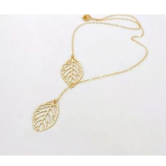 Gold Leaf Pendant Charm Plated PartyChain Necklace - Picture 2 of 2